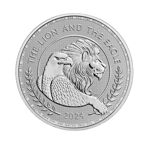 1 troy ounce zilveren munt Lion and Eagle 2024 voorkant