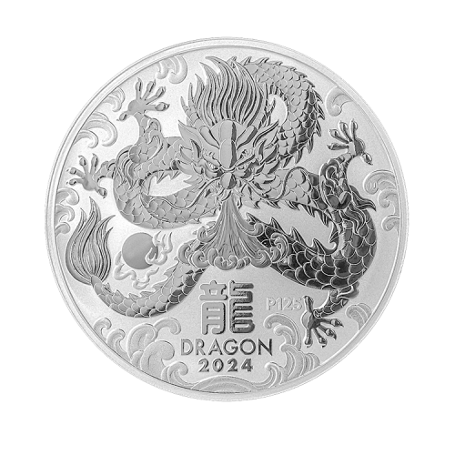 1 kilogram zilveren munt Lunar 2024 voorkant