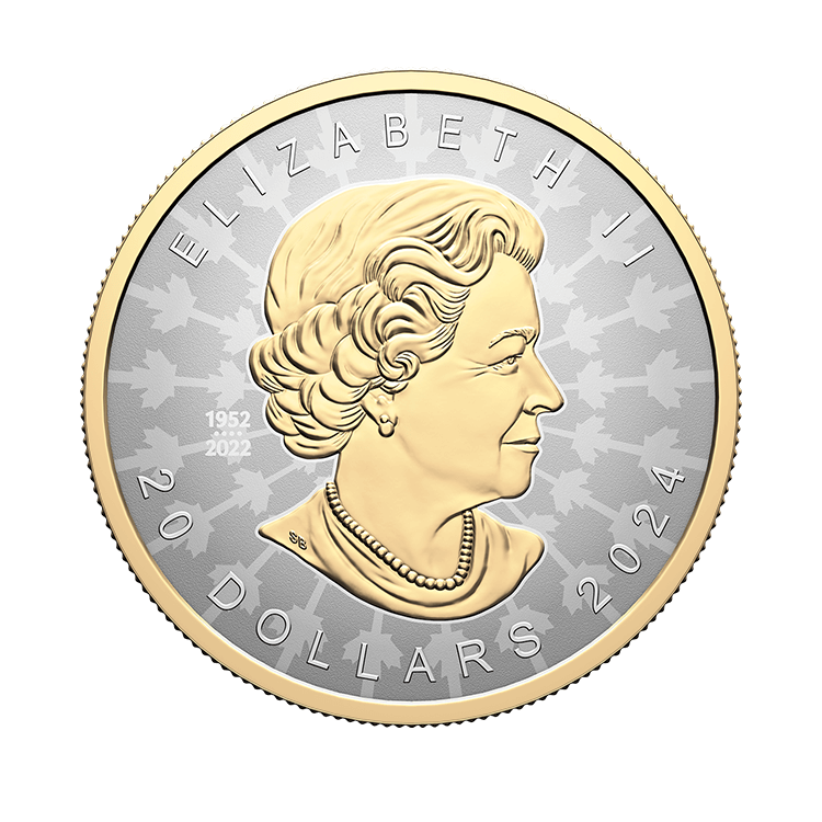 1 troy ounce zilveren munt Super Incuse Maple Leaf 2024 achterkant