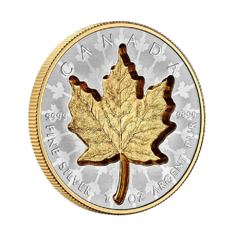 1 troy ounce zilveren munt Super Incuse Maple Leaf 2024 voorkant