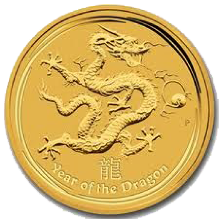 1/4 troy ounce gouden Lunar munt 2012 voorkant