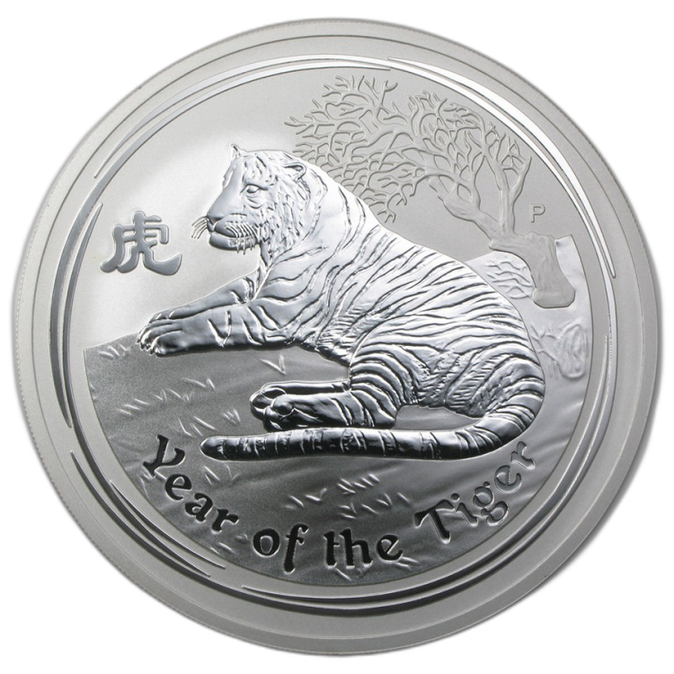 10 Troy ounce zilveren munt Lunar 2010 voorkant