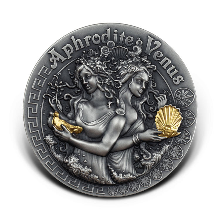 2 troy ounce zilveren munt Aphrodite en Venus - Niue 2020 perspectief 3