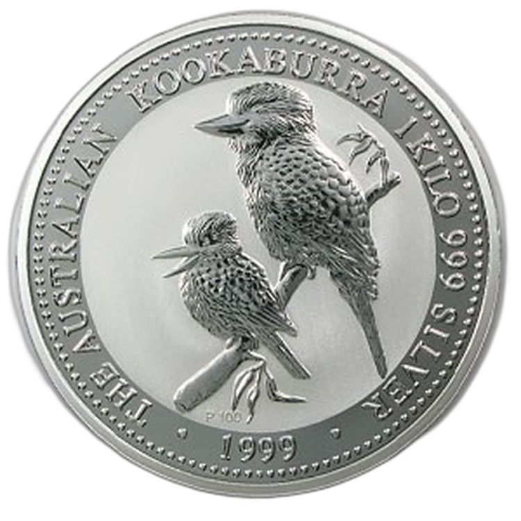 1 Kilo zilver munt Kookaburra 1999 voorkant