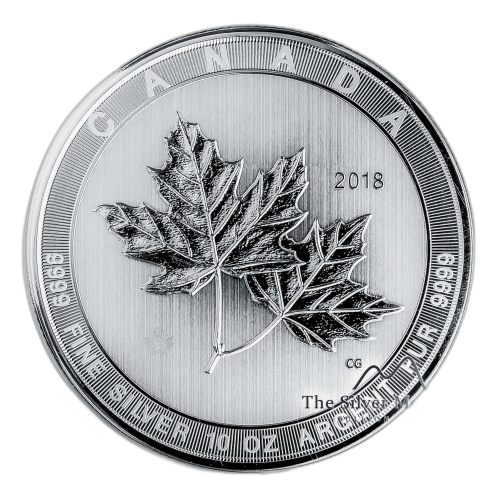 10 Troy ounce zilveren munt Maple Leaf 2018 voorkant