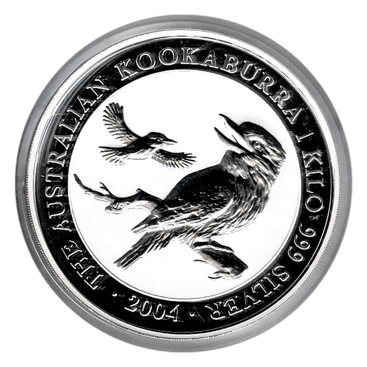 1 Kilo zilver munt Kookaburra 2004 voorkant