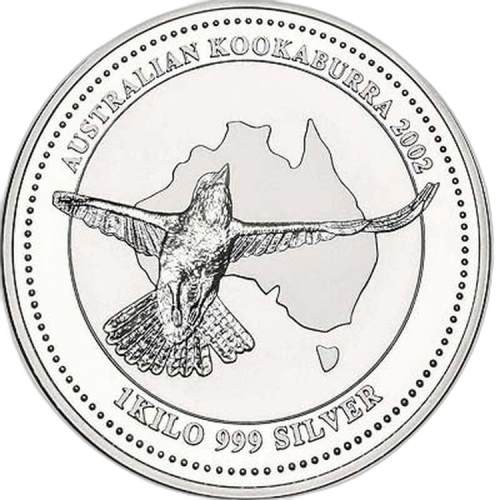 1 Kilo zilver munt Kookaburra 2002 voorkant