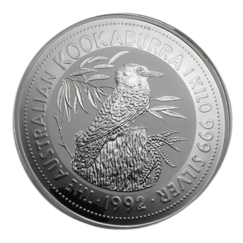 1 Kilo zilveren munt Kookaburra 1992 circulated conditie voorkant