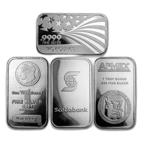1 troy ounce silver bar various producers front