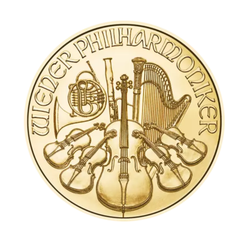 1/25 troy ounce gouden Wiener Philharmoniker munt 2024 voorkant