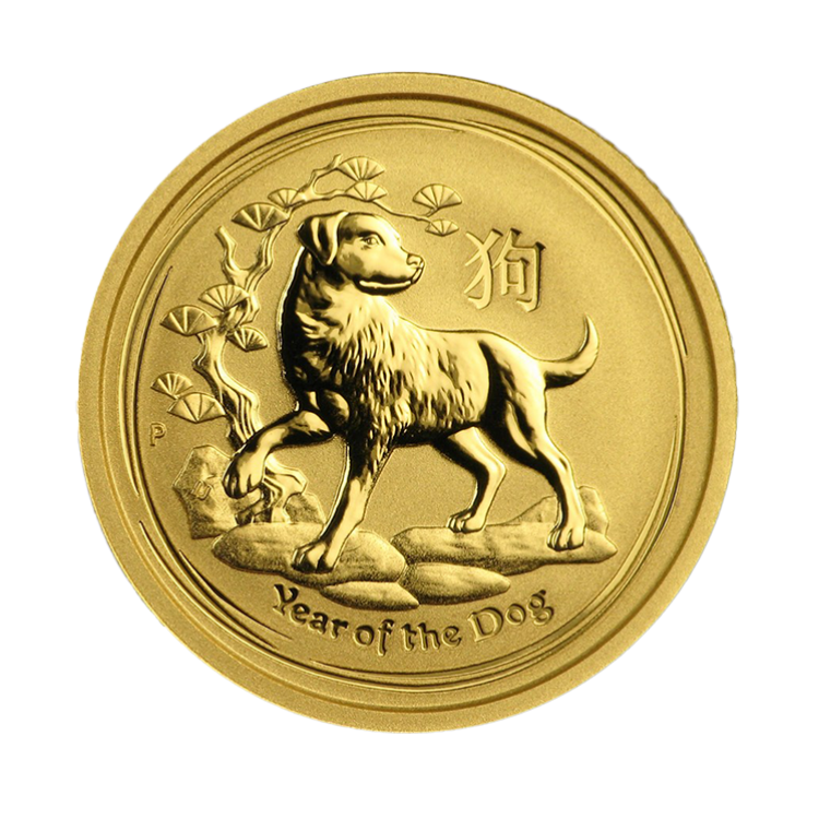 1/10 Troy ounce gouden Lunar munt 2018 voorkant