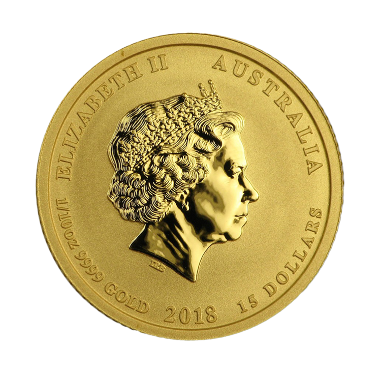 1/10 Troy ounce gouden Lunar munt 2018 achterkant