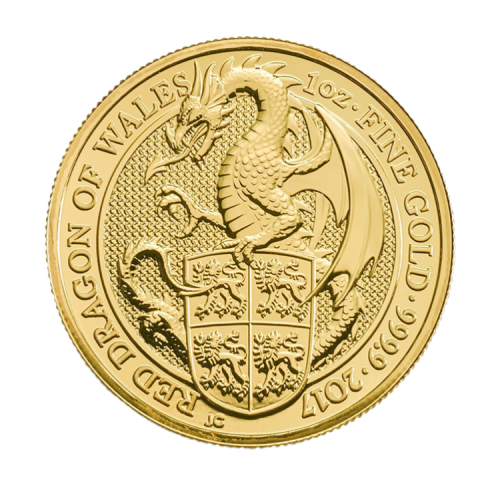 1 Troy ounce gold Queens Beasts 2017 The Dragon front