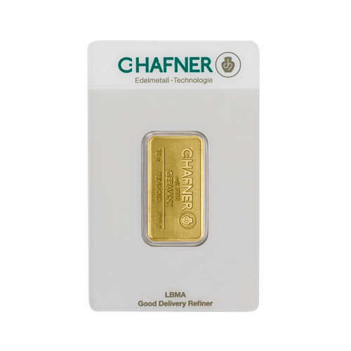 Gold bar 10 grams C. Hafner front