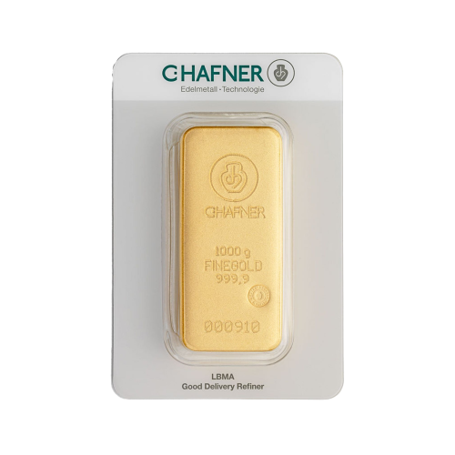 Gold bar 1 kilogram C. Hafner front