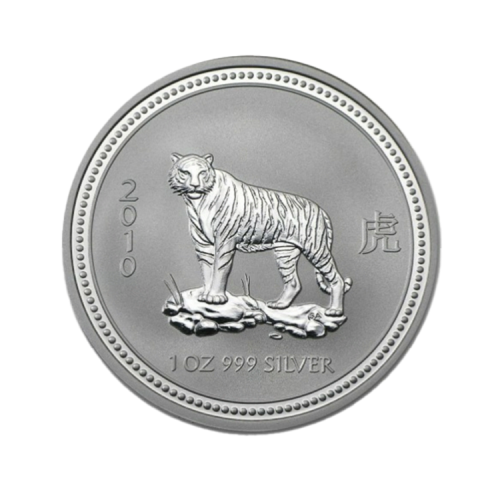 Zeldzaam: 1 troy ounce zilver Lunar Series I - Jaar van de tijger 2010 voorkant