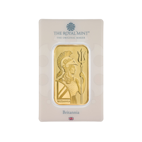 Gold bar 1 troy ounce Britannia Royal Mint front