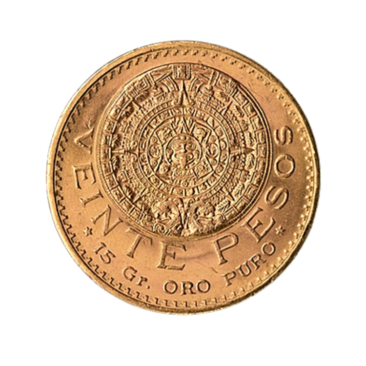 Gouden 20 pesos munt Mexico voorkant