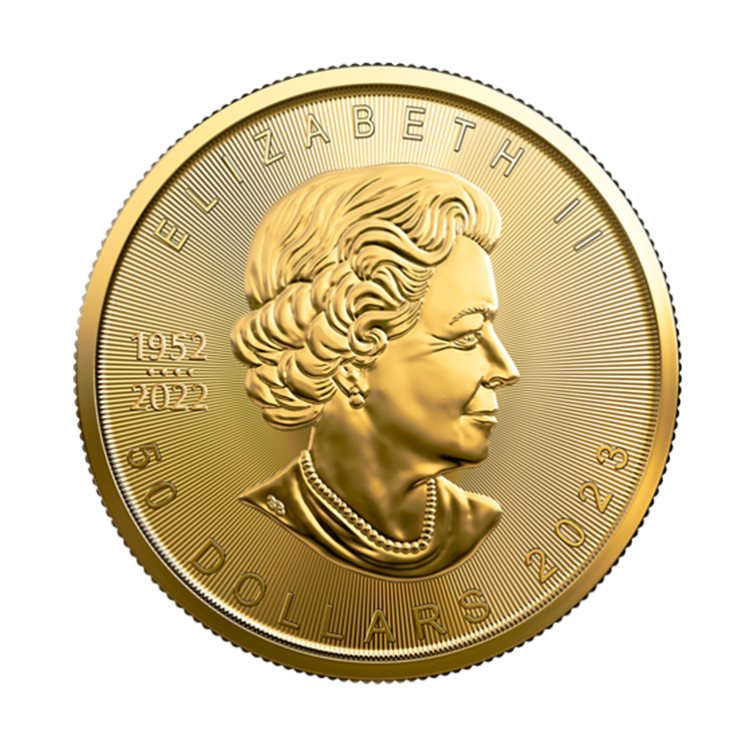 1 troy ounce gouden Maple Leaf munt 2023 achterkant