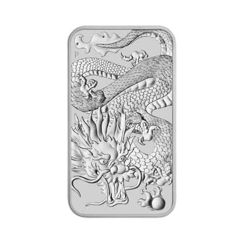 1 troy ounce zilveren muntbaar Rectangular Dragon 2022 voorkant