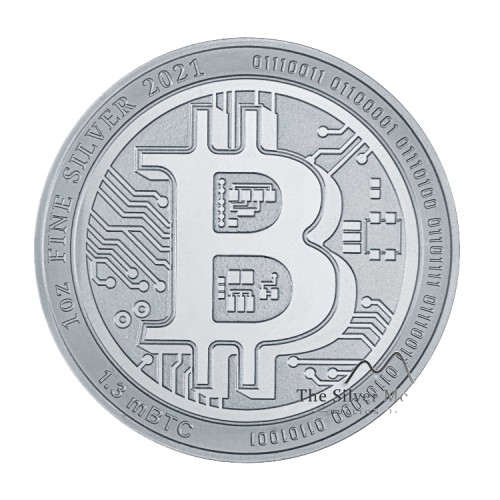 1 troy ounce silver coin Bitcoin 2021 front