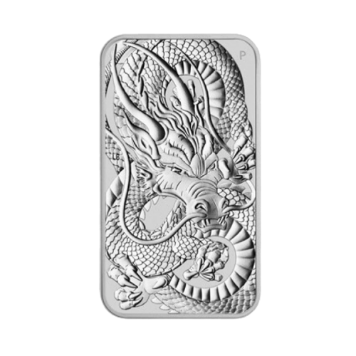 1 Troy ounce silver coin bar Rectangular Dragon 2021 front