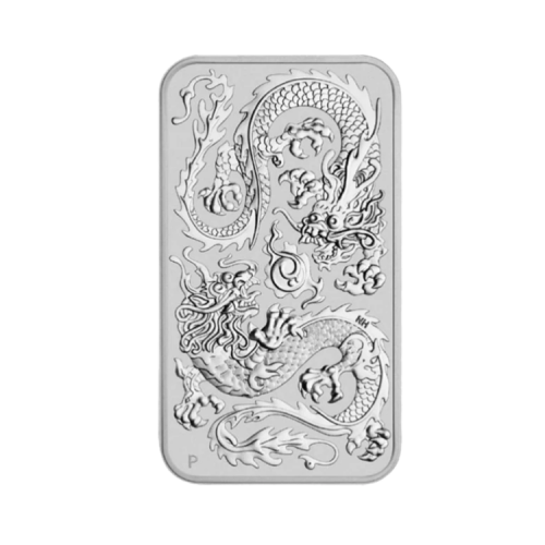 1 Troy ounce silver coin bar Rectangular Dragon 2020 front