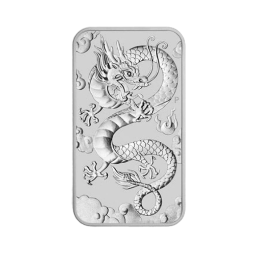 1 Troy ounce silver coin bar Rectangular Dragon 2019 front