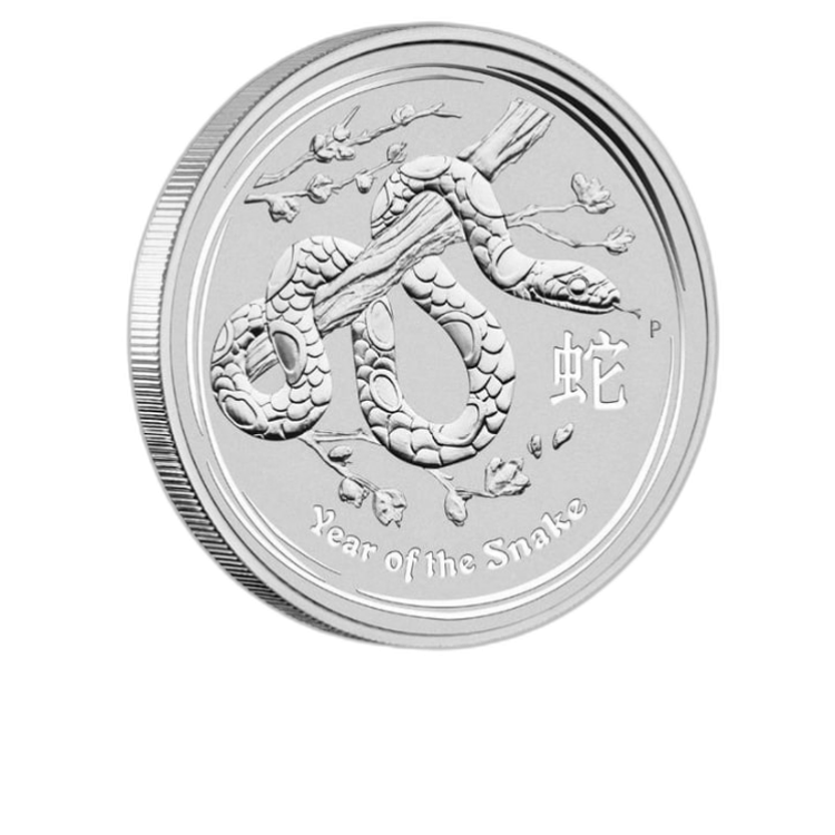 5 Troy ounce silver Lunar coin 2013 - year of the snake front
