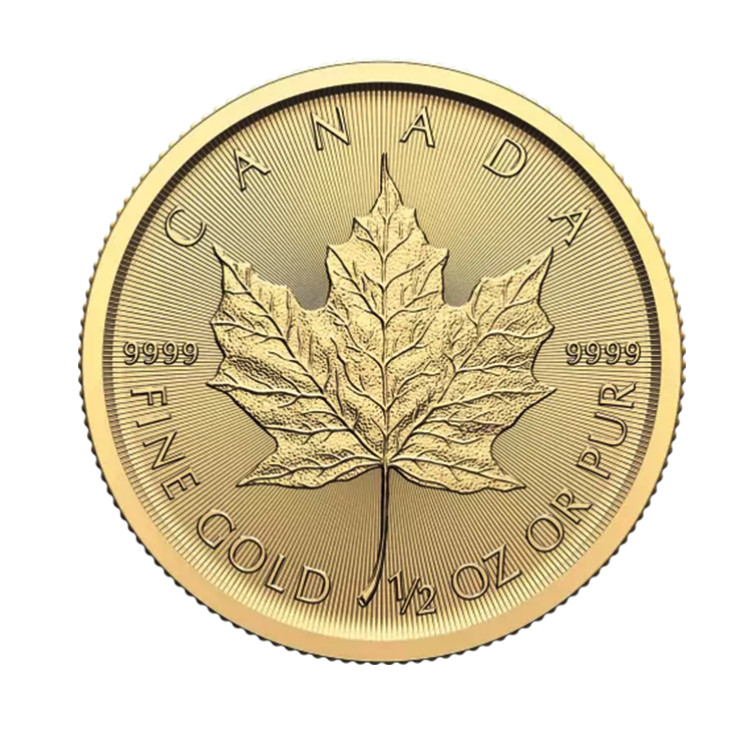 1/2 troy ounce gouden Maple Leaf munt 2024 voorkant