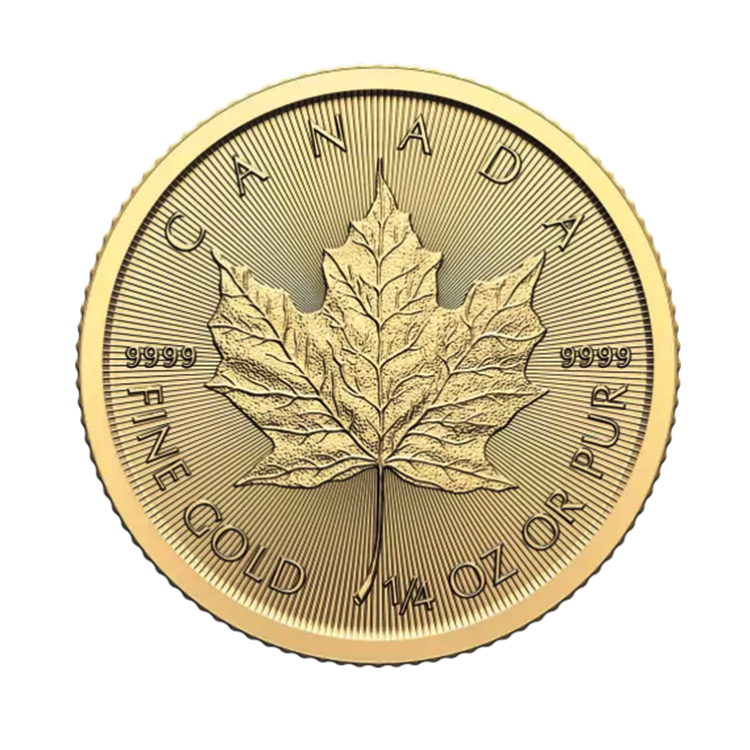 1/4 troy ounce gouden munt Maple Leaf 2024 voorkant