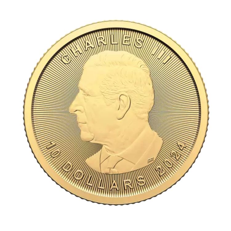 1/4 troy ounce gouden munt Maple Leaf 2024 achterkant