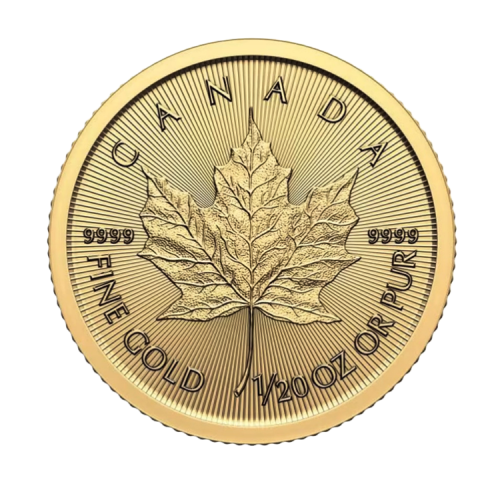 Gold 1/20 troy ounce Maple Leaf coin 2024 front