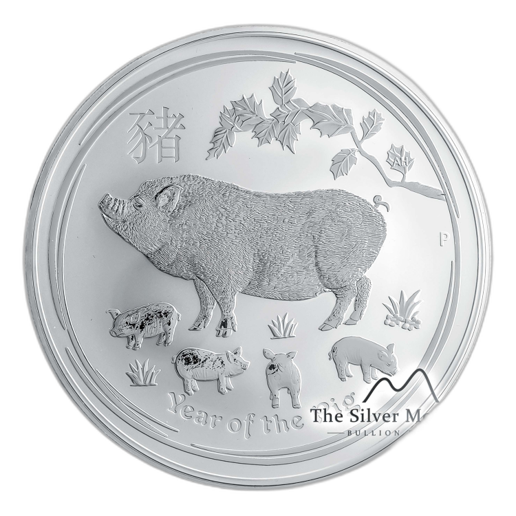 10 troy ounce zilveren Lunar munt 2019 - het jaar van het varken voorkant