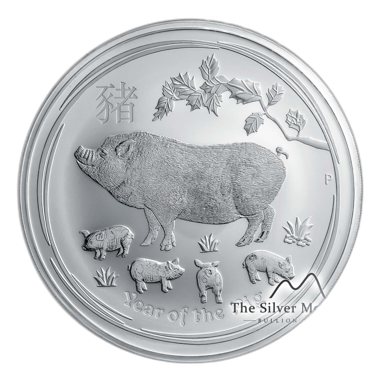 1 Kilogram zilveren munt Lunar 2019 perspectief 2