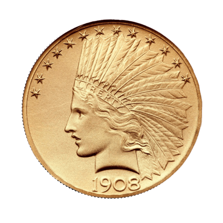$10 gold coin Golden Eagle Indian Head front