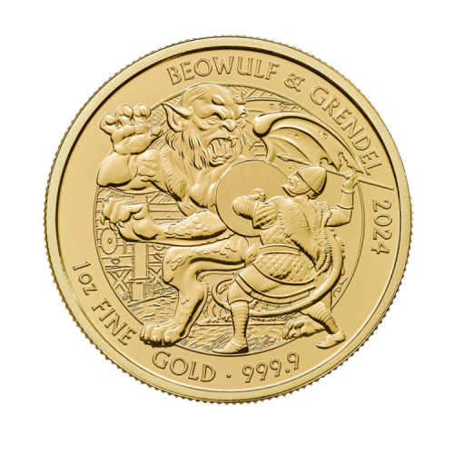 1 troy ounce gouden Beowulf munt 2024 voorkant