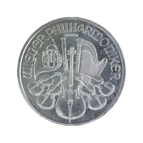 1 troy ounce zilver Philharmoniker circulated voorkant