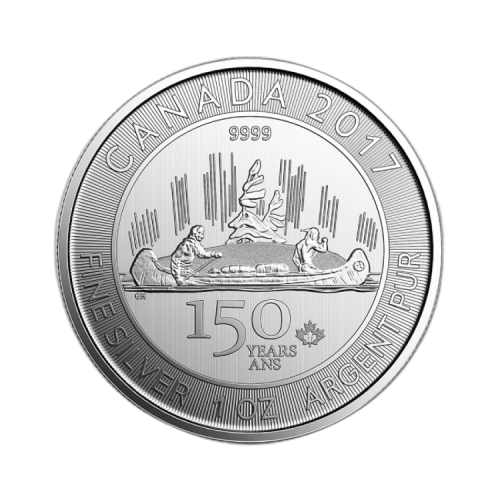 1 troy ounce silver coin Maple Leaf Voyageur 2017 front