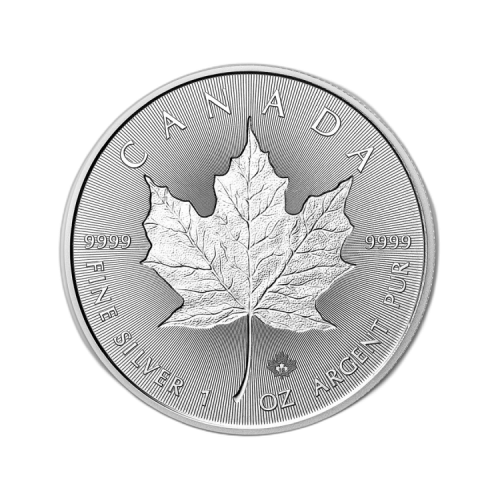 1 Troy ounce zilveren munt Maple Leaf 2018 ingeslagen blad voorkant