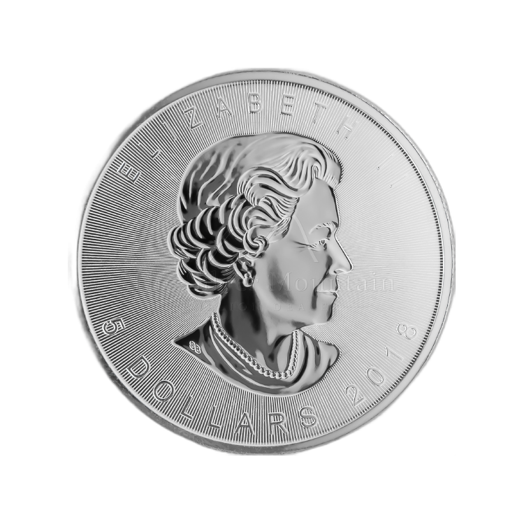 1 Troy ounce zilveren munt Maple Leaf 2018 ingeslagen blad achterkant