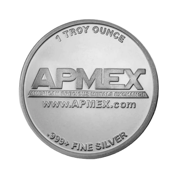1 troy ounce zilveren APMEX munt voorkant
