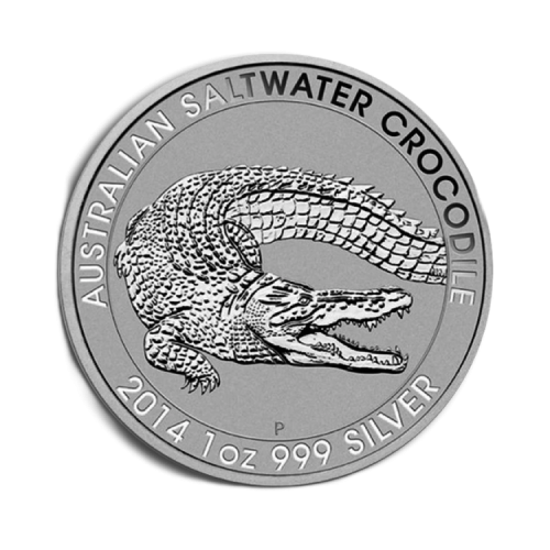 1 troy ounce silver Crocodile coin 2014 front