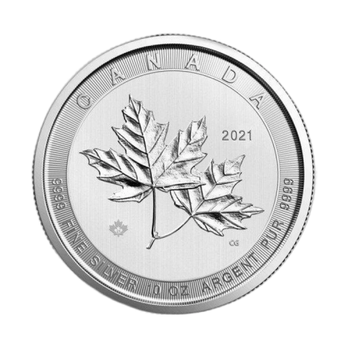 10 Troy ounce zilveren munt Maple Leaf 2021 voorkant