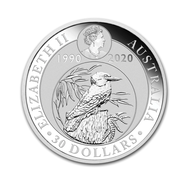 1 kilogram silver Kookaburra coin 2020 back