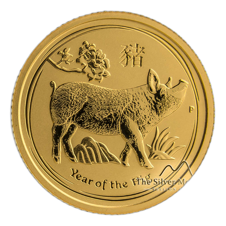 1/10 Troy ounce gouden munt Lunar 2019 voorkant