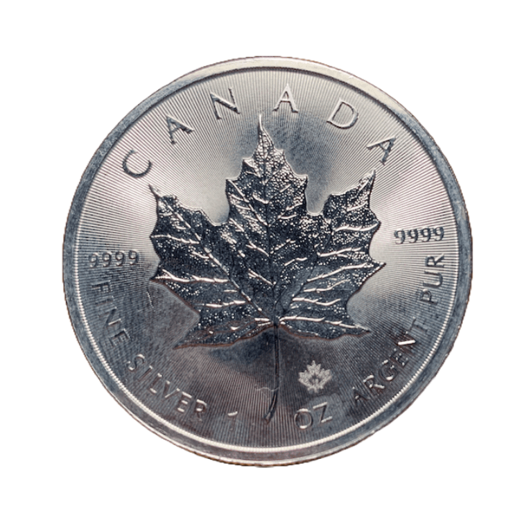 1 troy ounce zilver Maple Leaf munt circulated voorkant