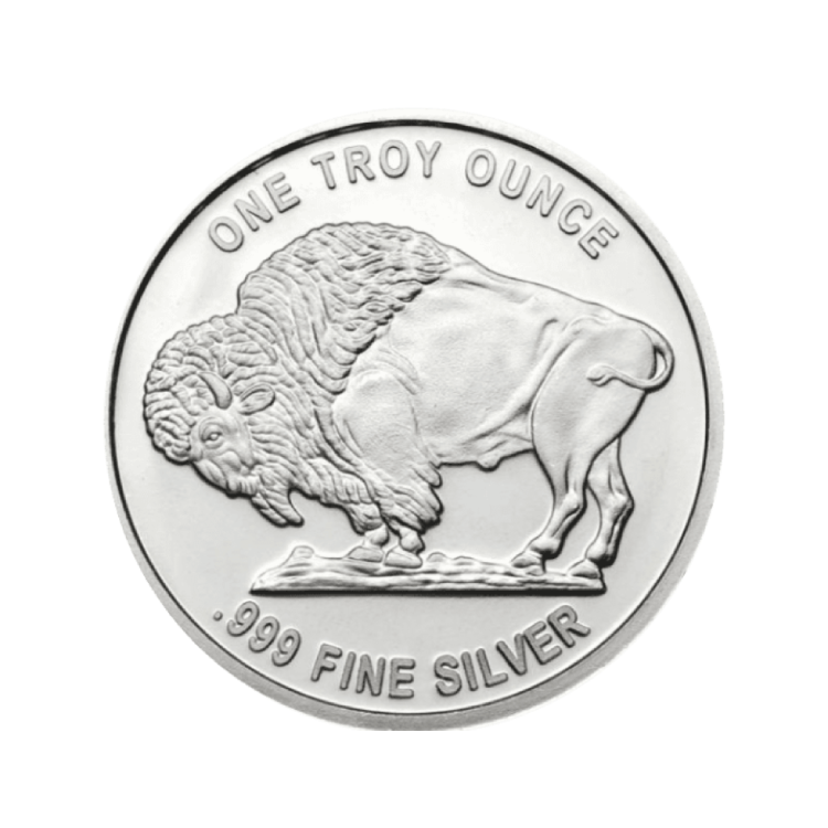 1 Troy ounce zilveren Buffalo munt achterkant