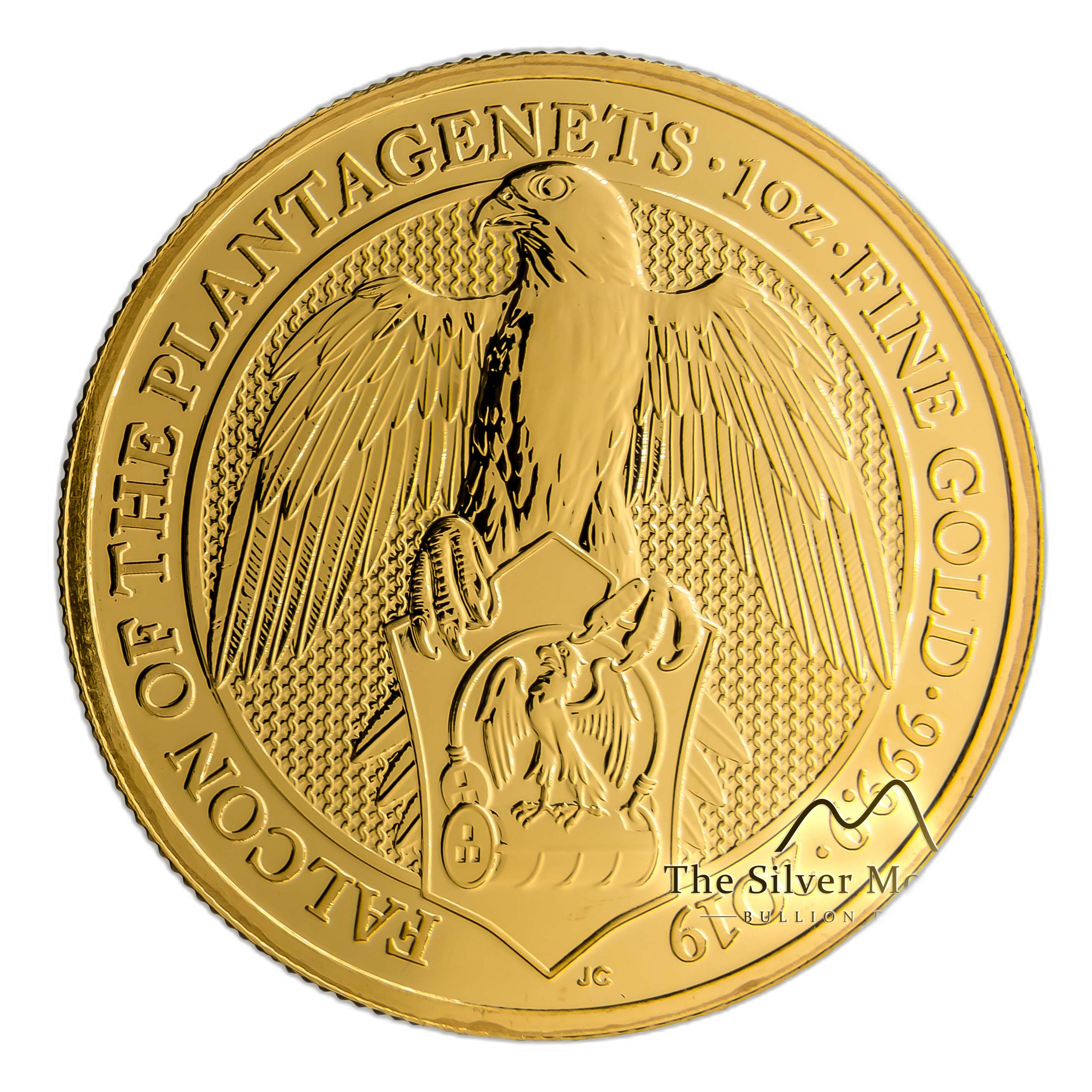 1 Troy ounce gouden munt Queens Beasts Falcon of the Plantagenets 2019 voorkant