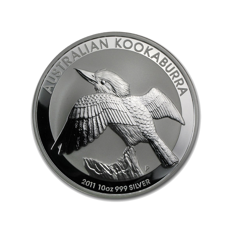 10 troy ounce silver Kookaburra coin 2011 front